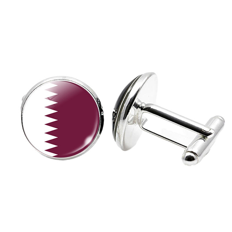 Produttori personalizzati in lega di zinco in metallo morbido smalto duro sfuso qatar nazionale bandiera badge badge apertura dei gemelli